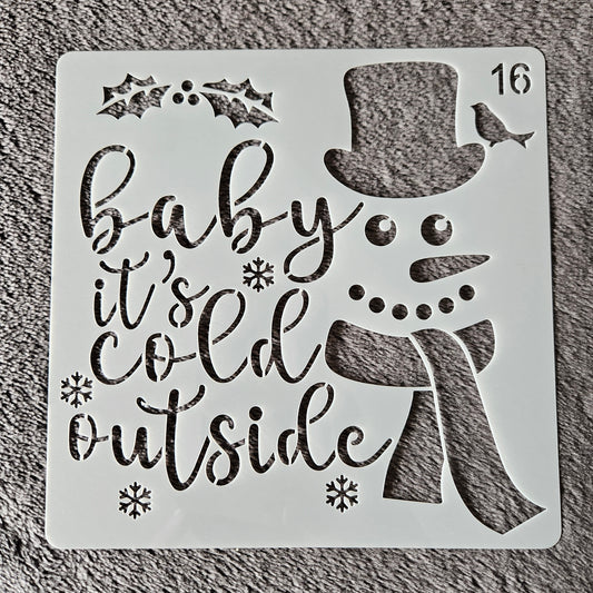 Hobby stencil Kerst - Baby it's cold outside sneeuwpop