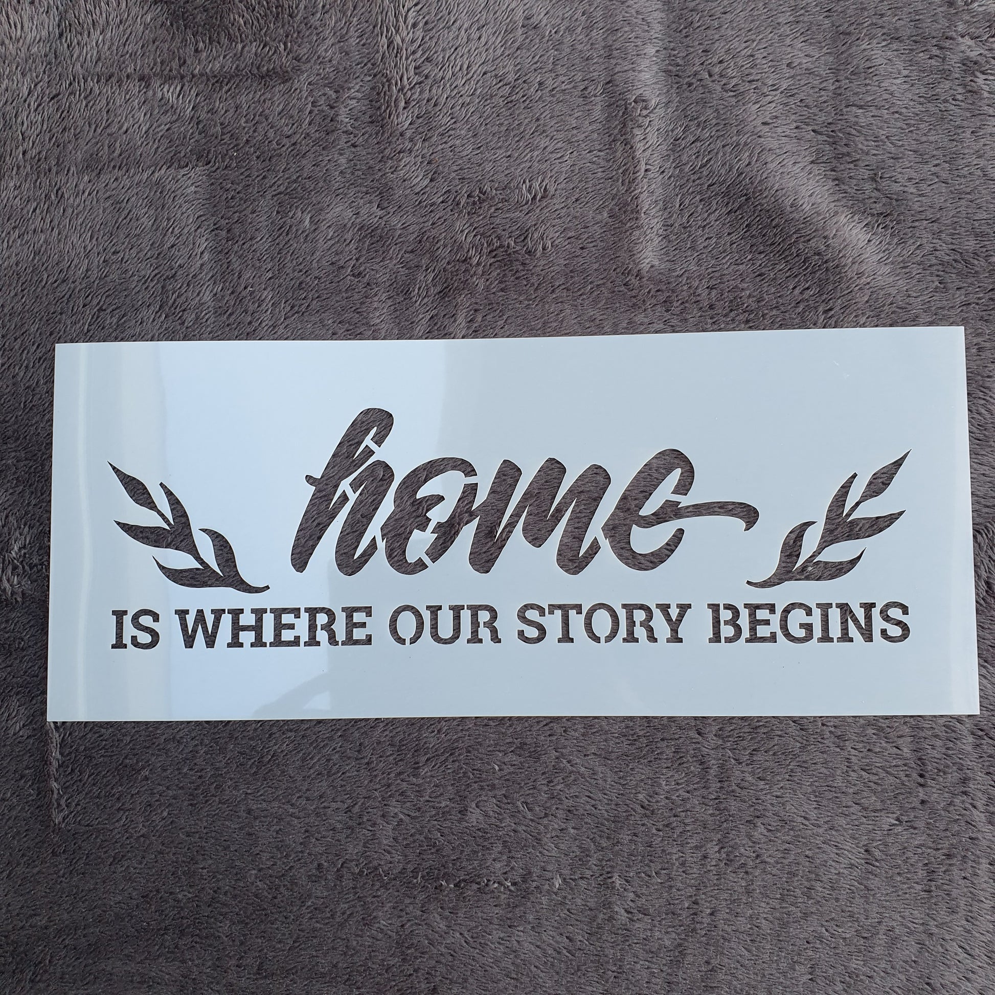 Hobby stencil - Home is where our story begins - 15 x 36 cm