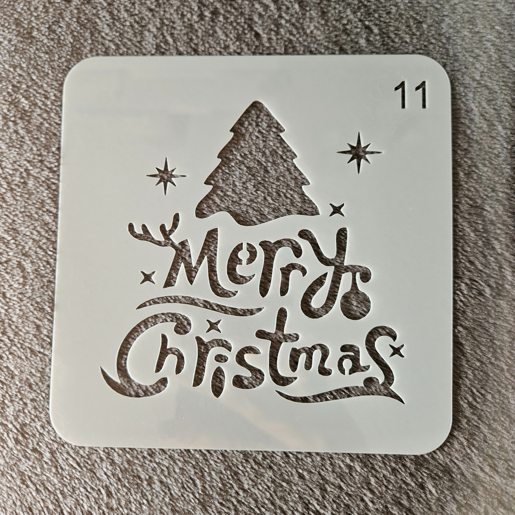 Hobby stencil Kerst - Kerstboom Merry Christmas - 13 x 13