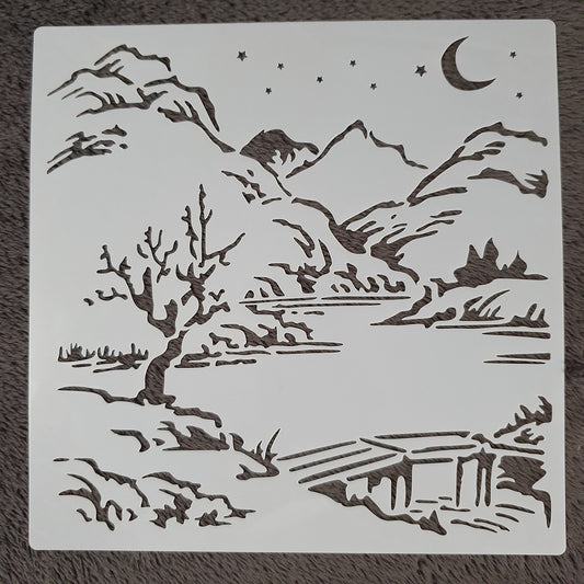 Hobby stencil Scene in de bergen - 20 x 20 cm