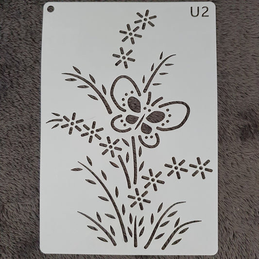 Hobby stencil Plant met vlinder - A5