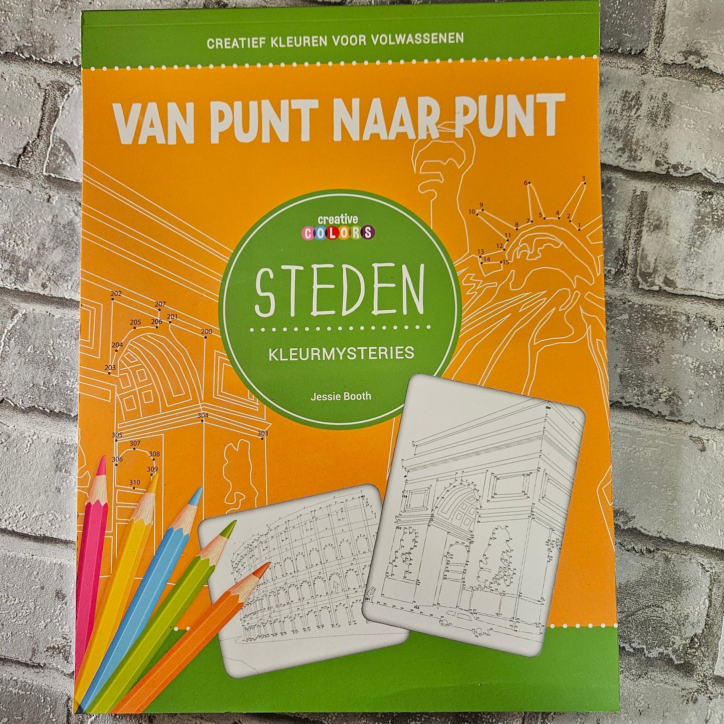 Kleurboek voor volwassenen, van punt naar punt steden