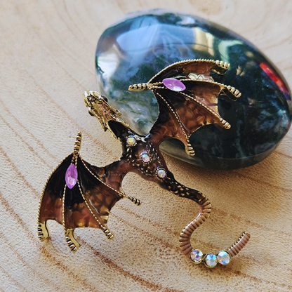 Broche - Bruine draak - Boeklovers