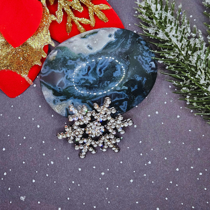 Broche - Sneeuwvlok met steentjes - zilver
