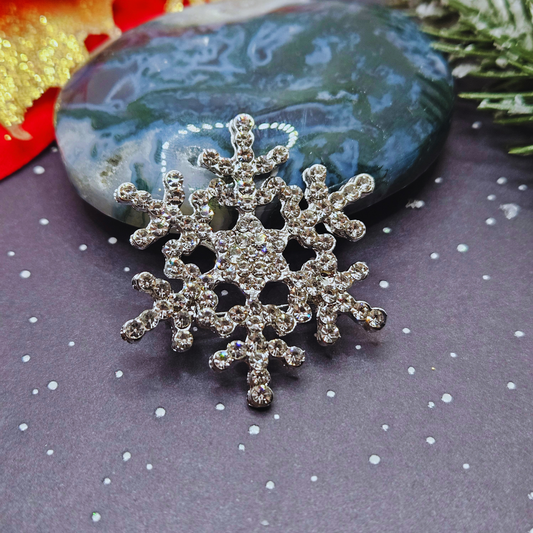 Broche - Sneeuwvlok met steentjes - zilver