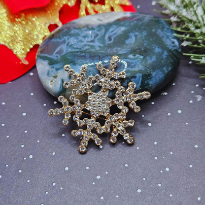 Broche - Sneeuwvlok met steentjes - goud