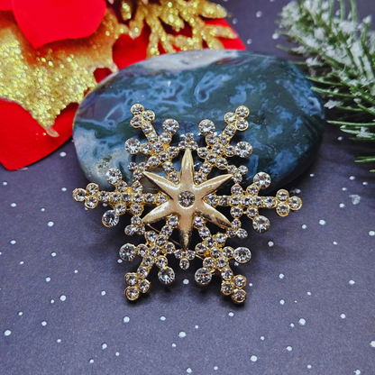 Broche - Sneeuwvlok met ster - goud