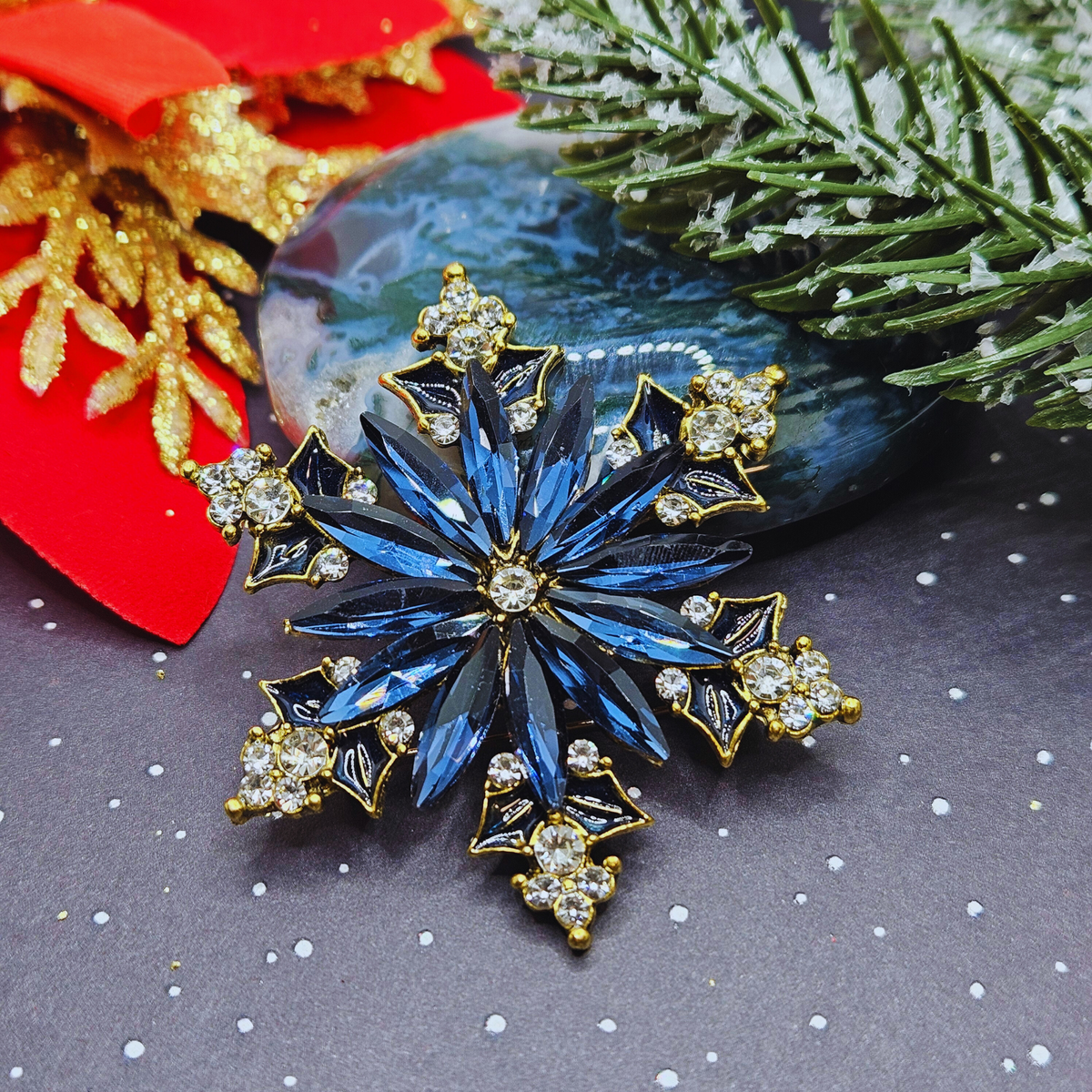 Broche - Sneeuwvlok - blauw