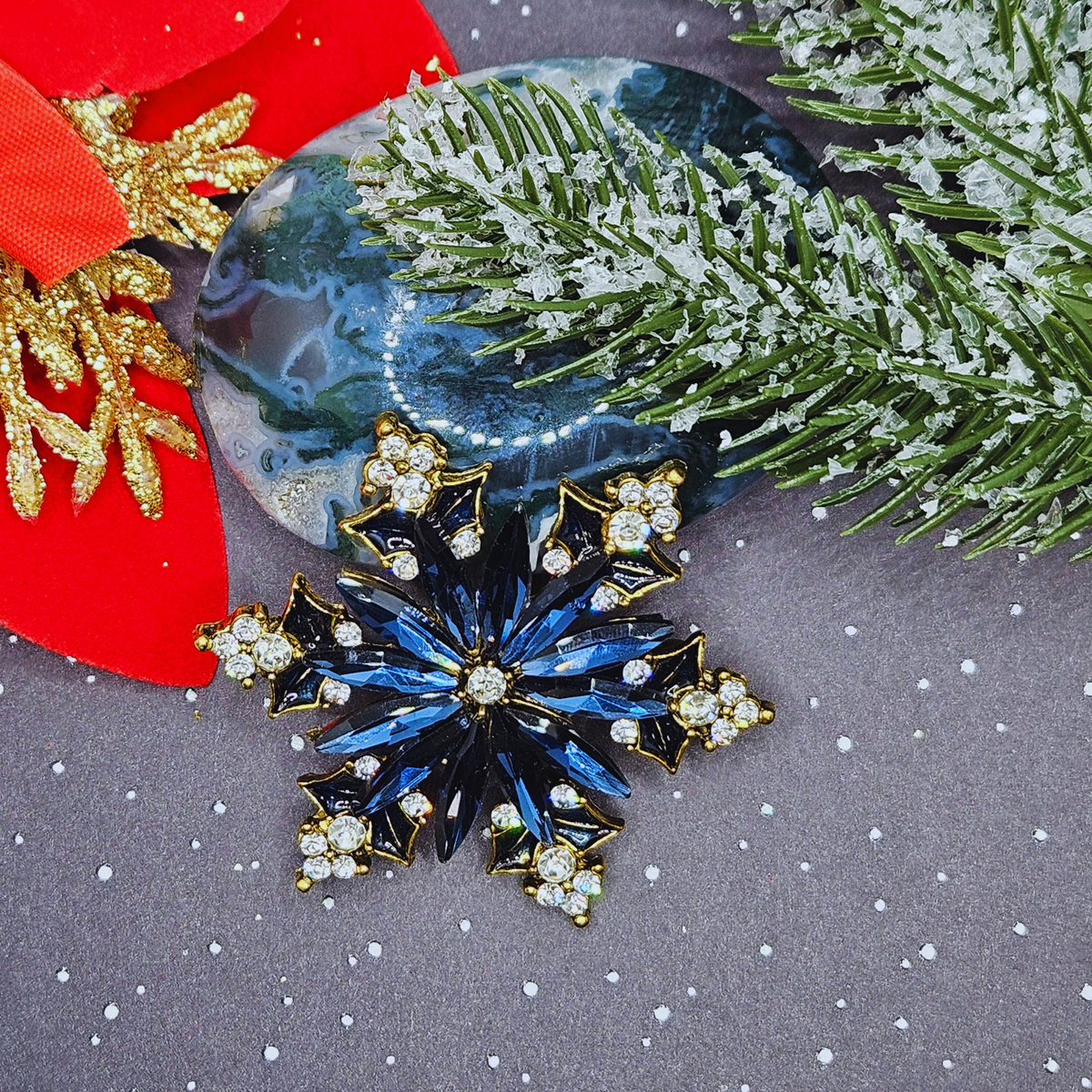 Broche - Sneeuwvlok - blauw