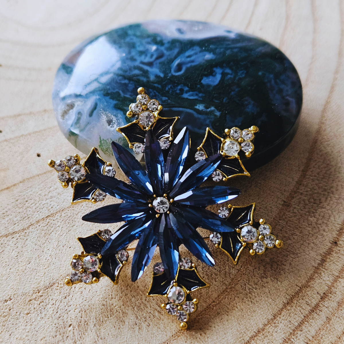 Broche - Sneeuwvlok - blauw