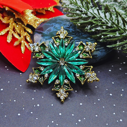 Broche - Sneeuwvlok - groen