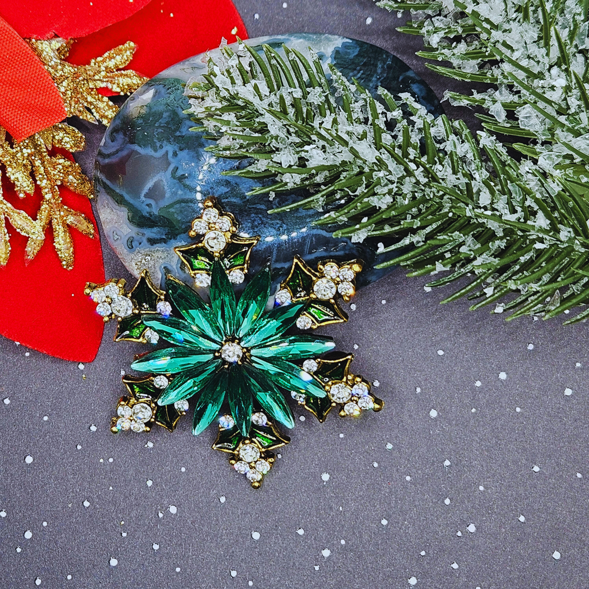 Broche - Sneeuwvlok - groen