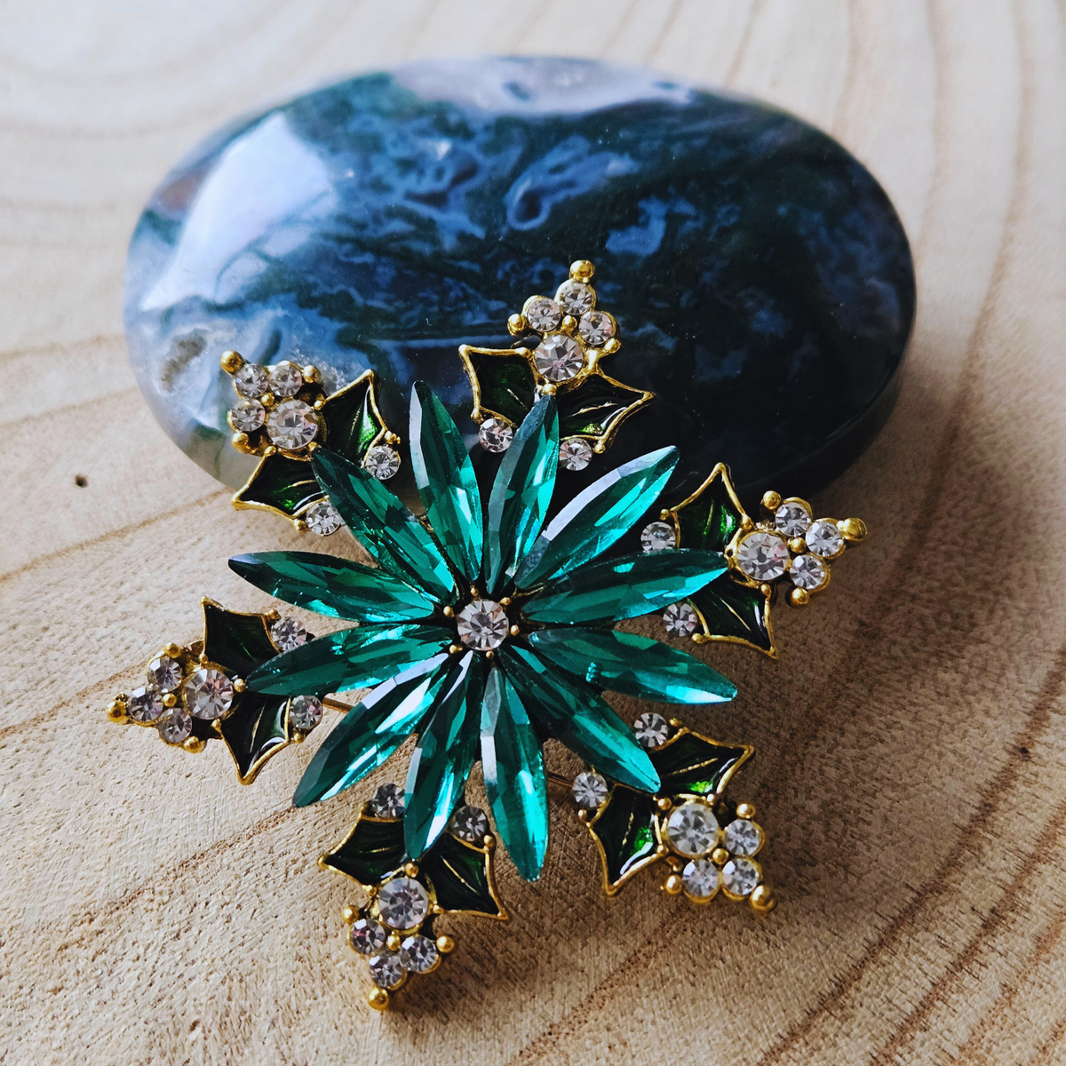 Broche - Sneeuwvlok - groen