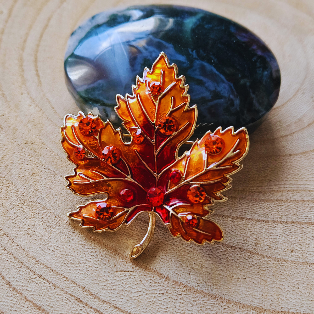 Broche - Blad - oranje