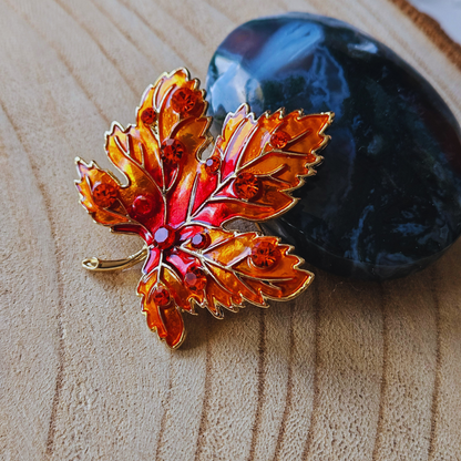 Broche - Blad - oranje