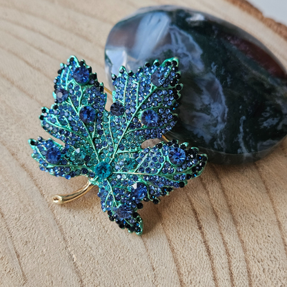 Broche - Blad - blauw