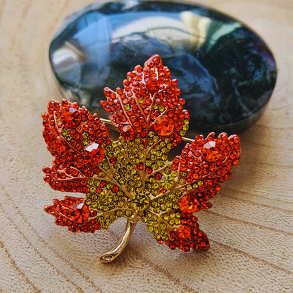 Broche - Blad - Geel oranje