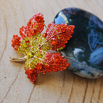 Broche - Blad - Geel oranje