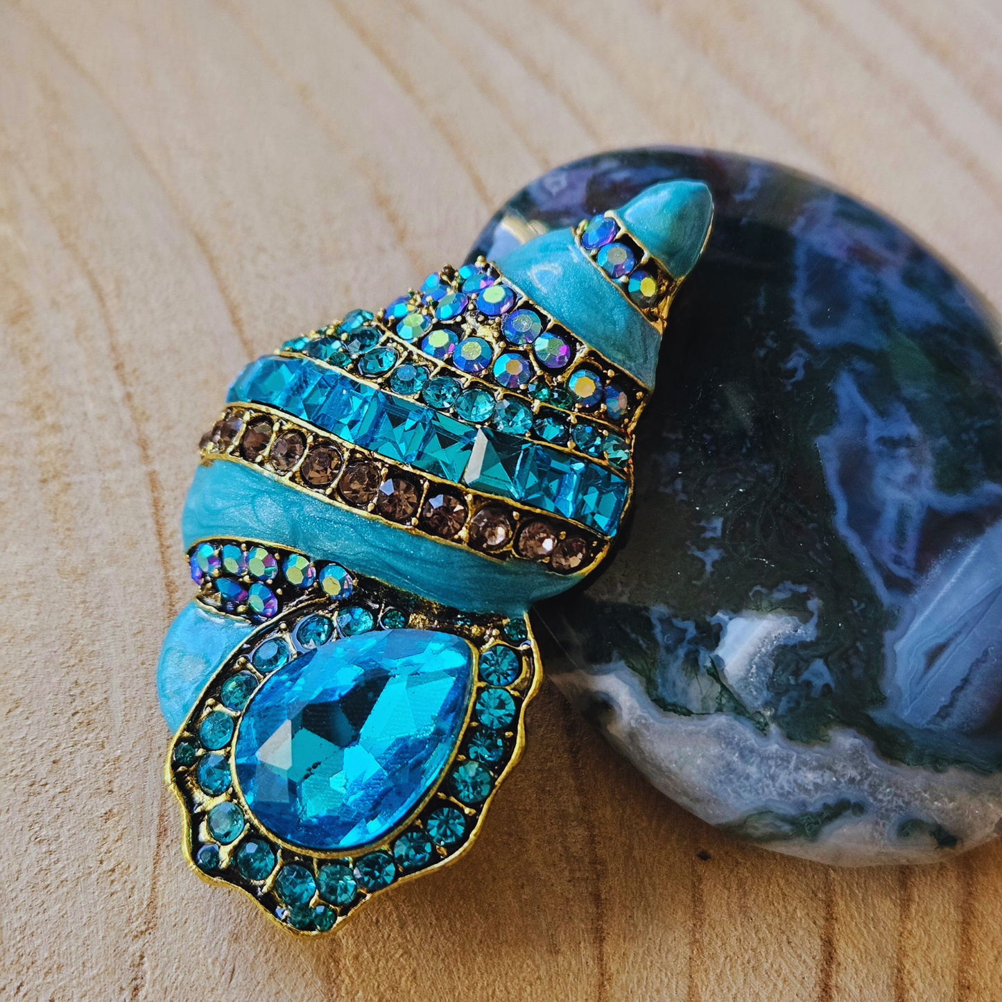Broche - Blauwe schelp