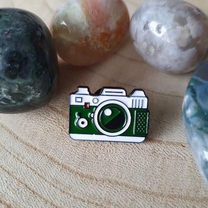 Enamel pin camera