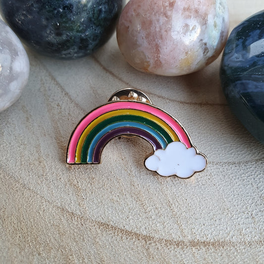 Enamel pin regenboog met wolk