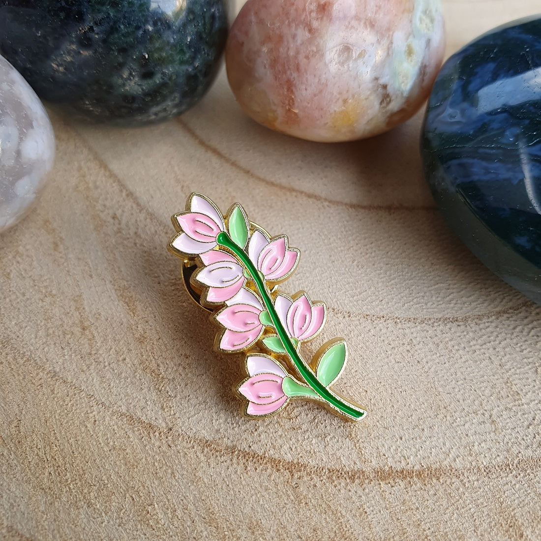 Enamel pin - Roze kelkjes bloemen