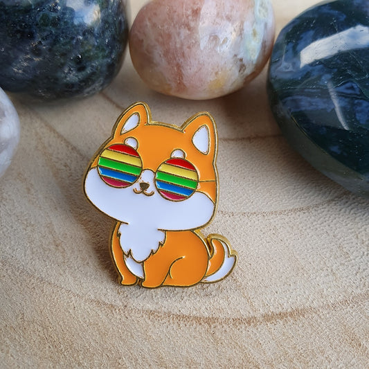 Enamel pin - Regenboog corgi