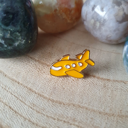 Enamel pin geel vliegtuig