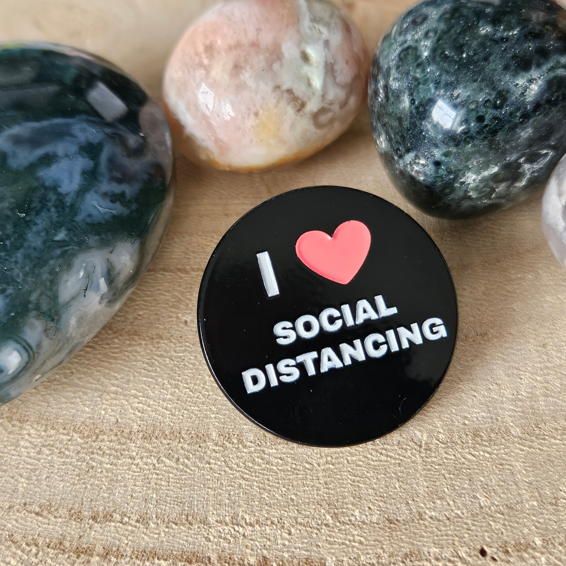 Enamel pin I love social distancing