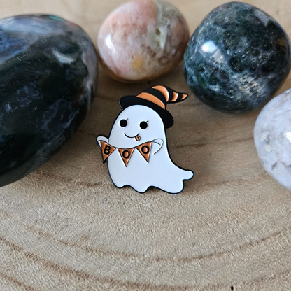 Enamel pin - Spookje met BOO vlag