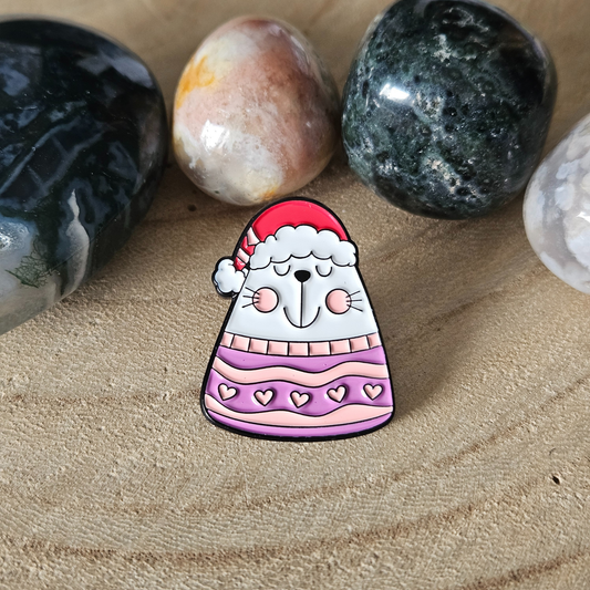 Enamel pin - Witte kat met trui