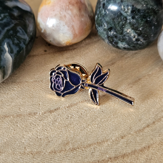 Enamel pin - Donker blauwe roos