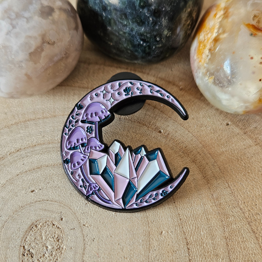 Enamel pin - Maan met edelstenen