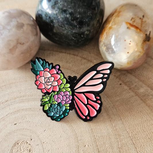 Enamel pin - Vlinder met bloemen