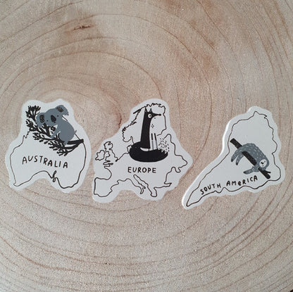 Kapstokhaakjes - Landen en dieren - Kinderkamer - 3 stuks