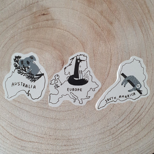 Kapstokhaakjes - Landen en dieren - Kinderkamer - 3 stuks