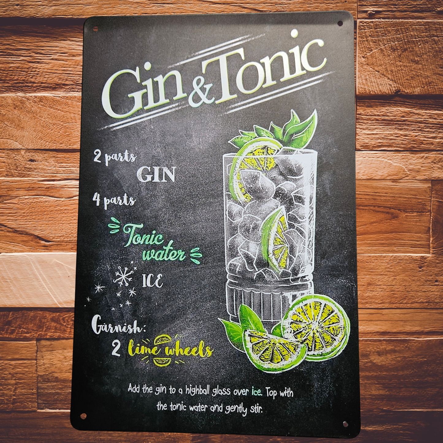 Metalen wandbord - A4 - Gin & Tonic