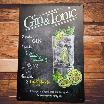 Metalen wandbord - A4 - Gin & Tonic
