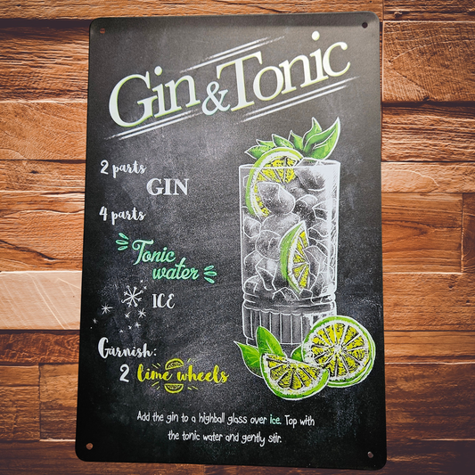 Metalen wandbord - A4 - Gin & Tonic