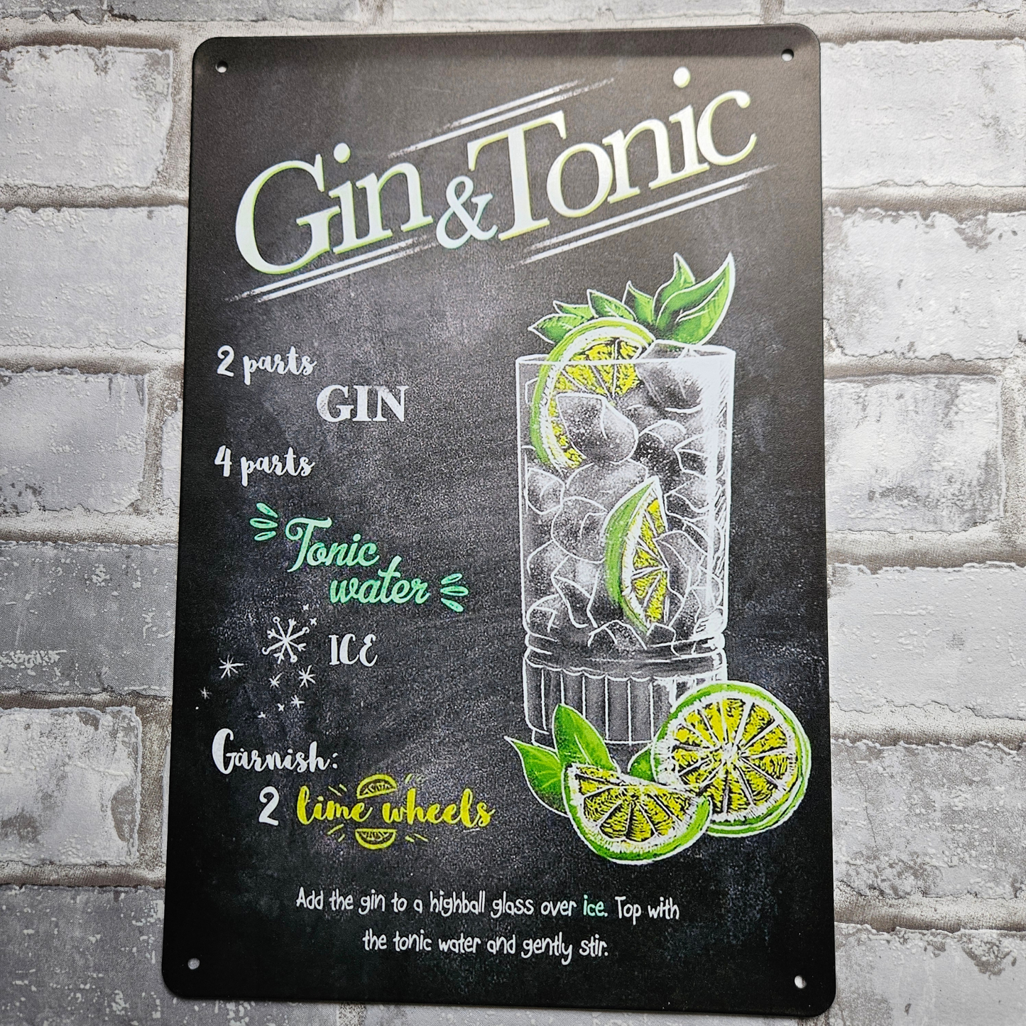 Metalen wandbord - A4 - Gin & Tonic