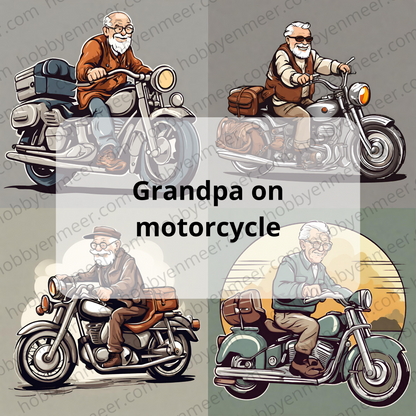 Grandpa on motorcycle clipart
