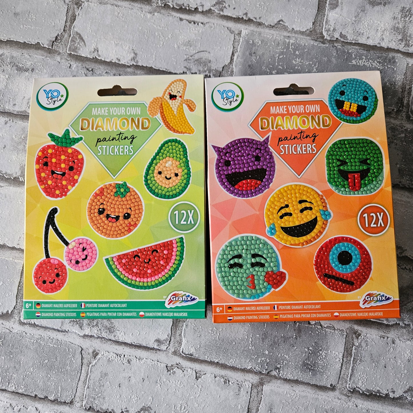 Diamond painting sticker bundel - Smiley en fruit