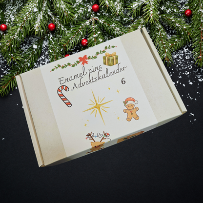 Enamel pin adventskalender - 6 stuks