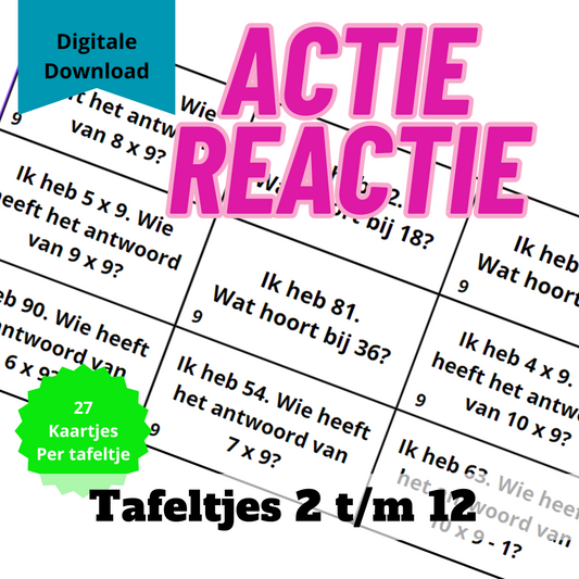 Actie reactie spel - Tafeltjes 2 t/m 12