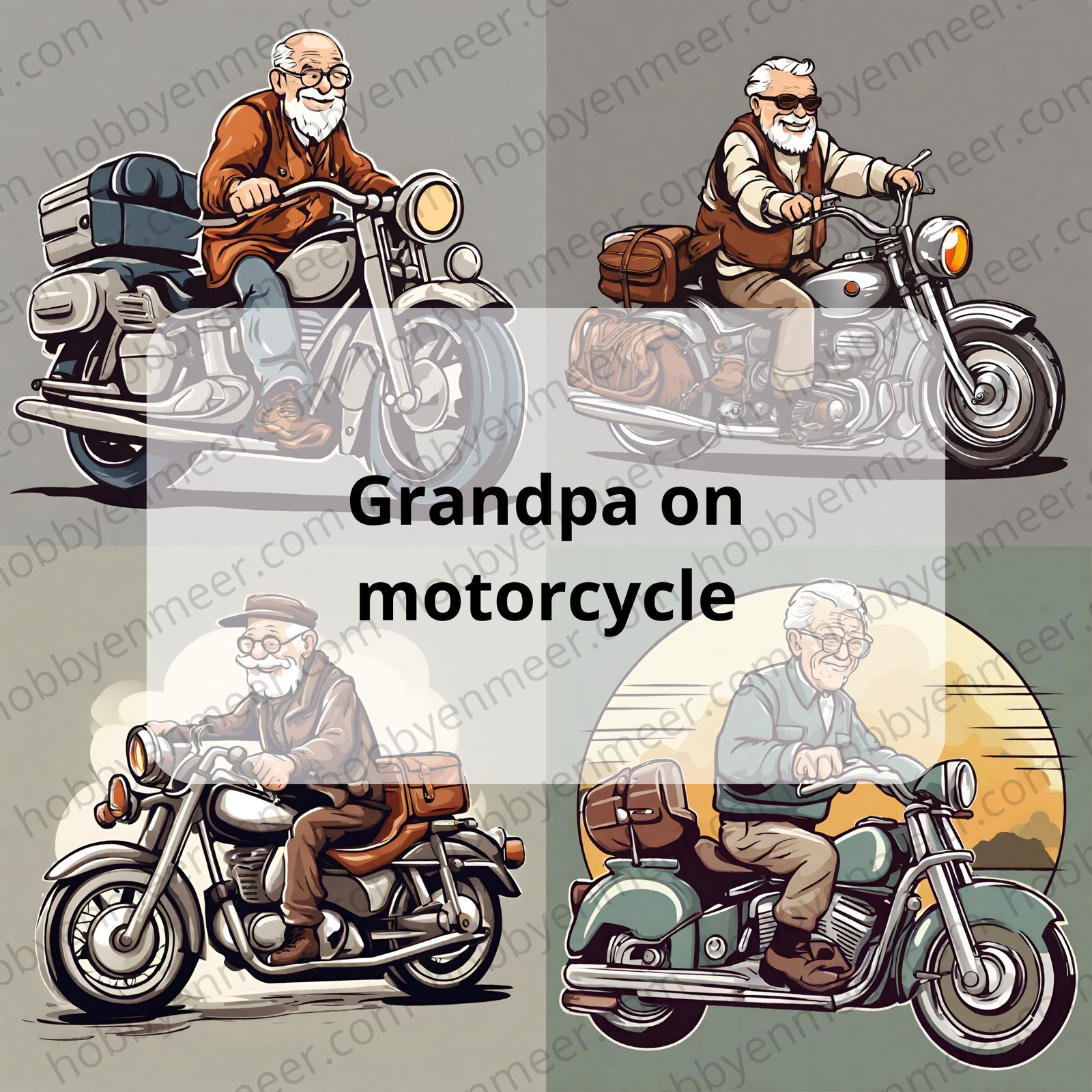Clipart - Sublimatie - Opa en oma op de motor - Hobby en meer  
