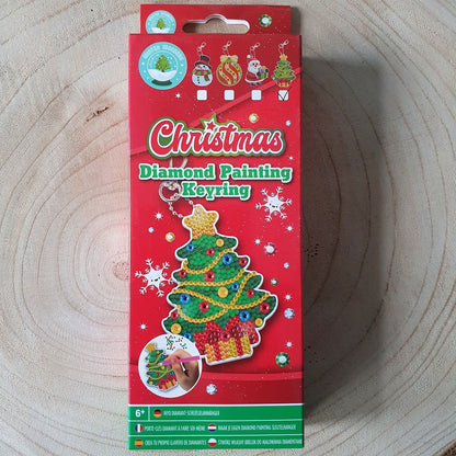 Diamond painting - Sleutelhanger Kerstboom- Ronde steentjes - Hobby en meer  