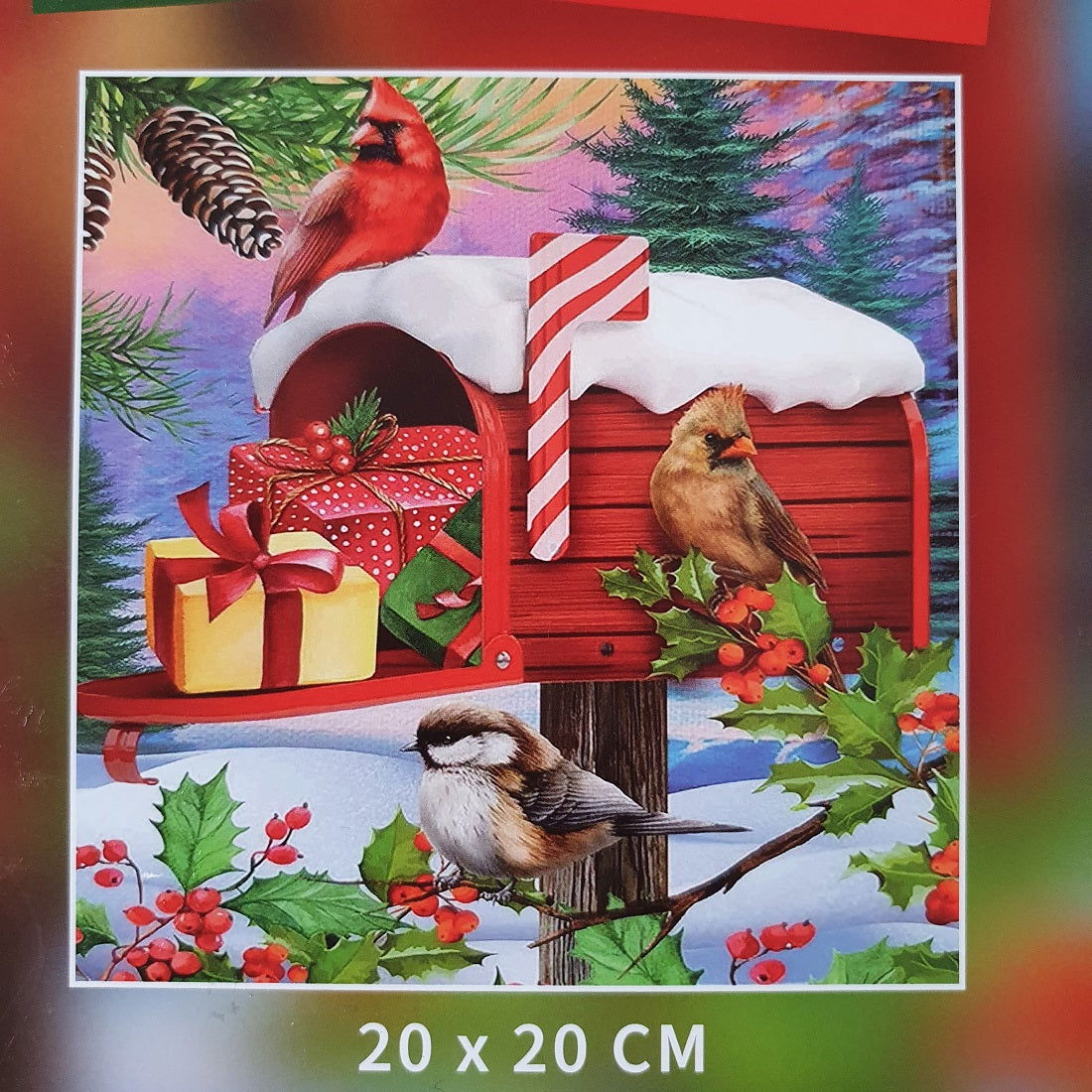 Diamond painting Brievenbus in de sneeuw - 20 x 20 cm - Ronde steentjes - Hobby en meer  