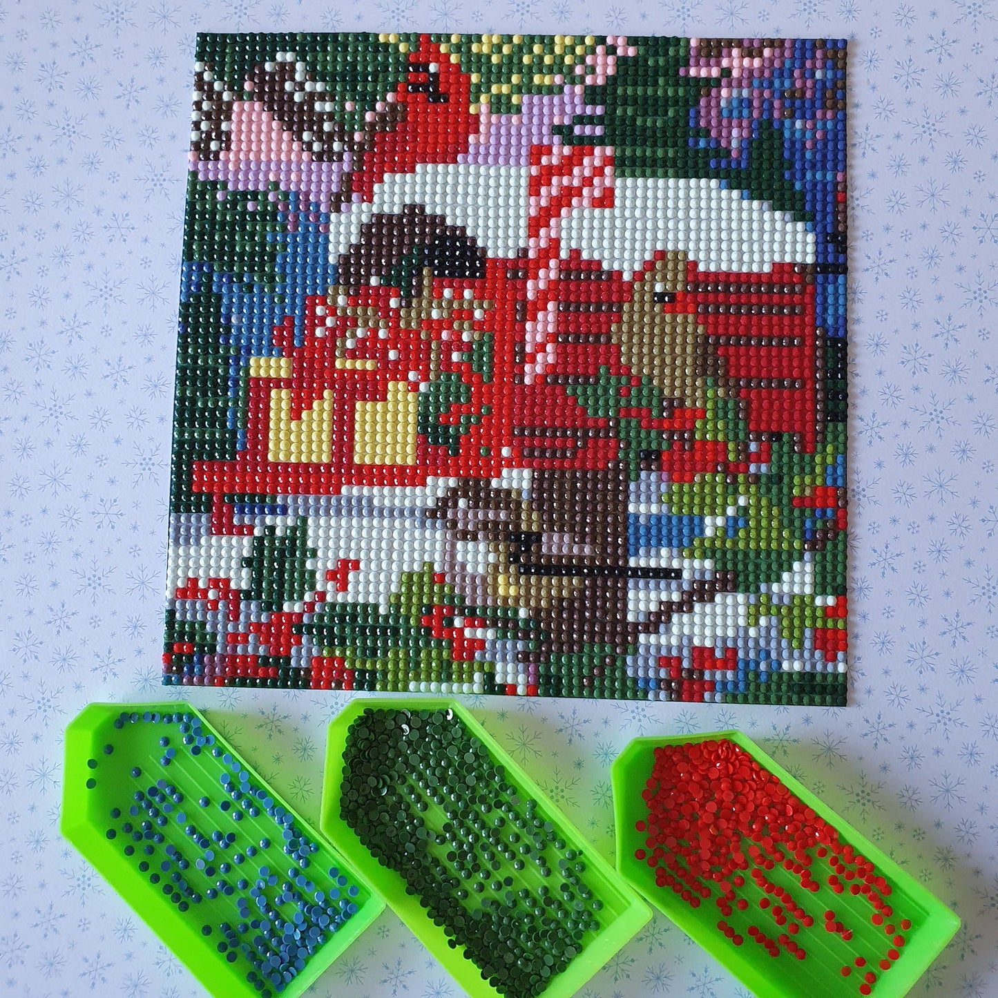 Diamond painting Brievenbus in de sneeuw - 20 x 20 cm - Ronde steentjes - Hobby en meer  