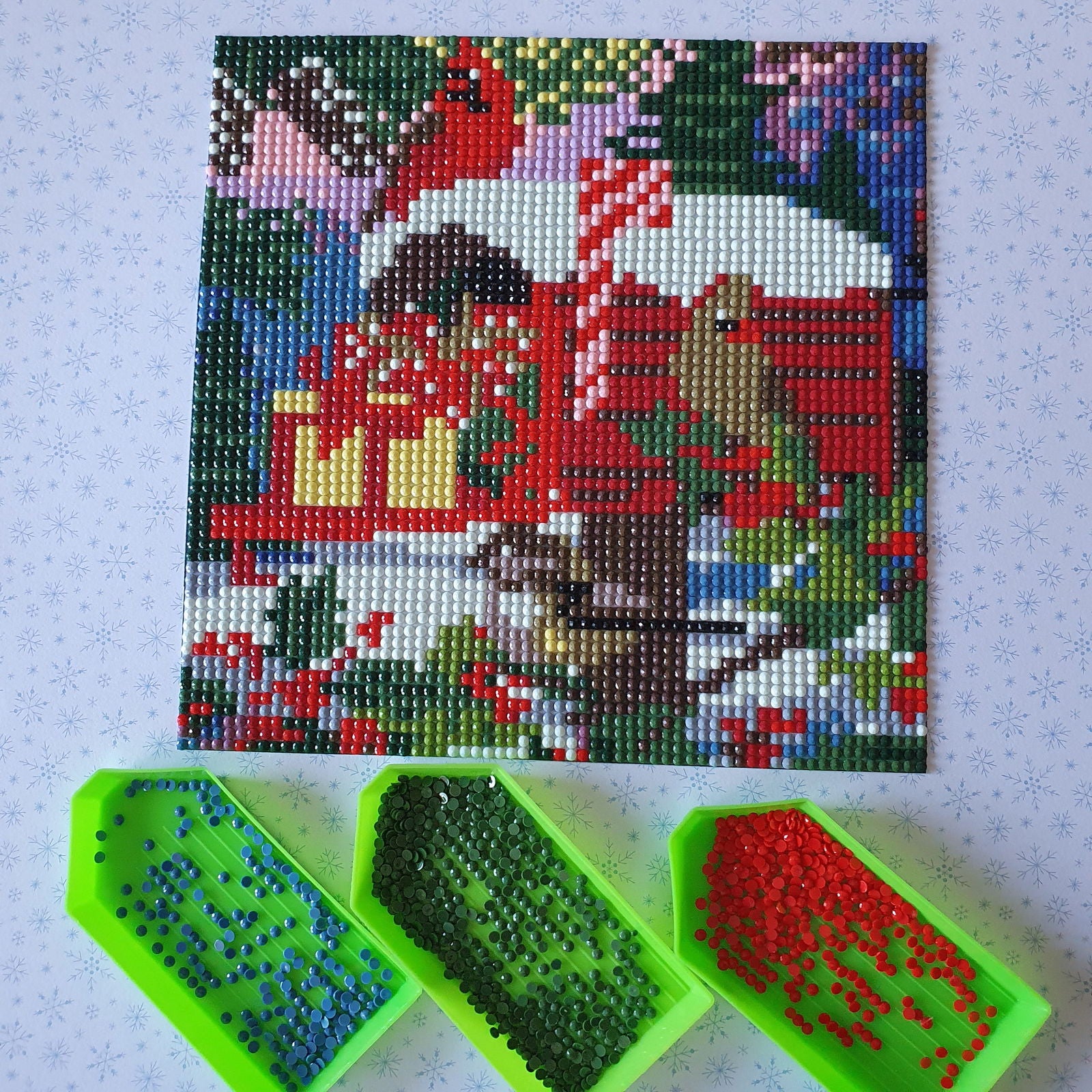 Diamond painting Brievenbus in de sneeuw - 20 x 20 cm - Ronde steentjes - Hobby en meer  