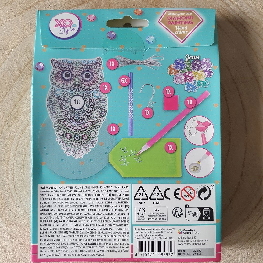 Diamond painting wind Chime - Uil - Hobby en meer  